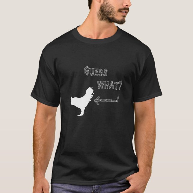 T-shirt Devinez quel design de poulet blanc cool (Devant)