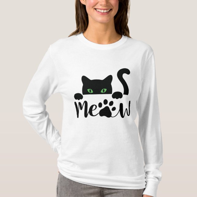 T-shirt Devis de chat Meow (Devant)