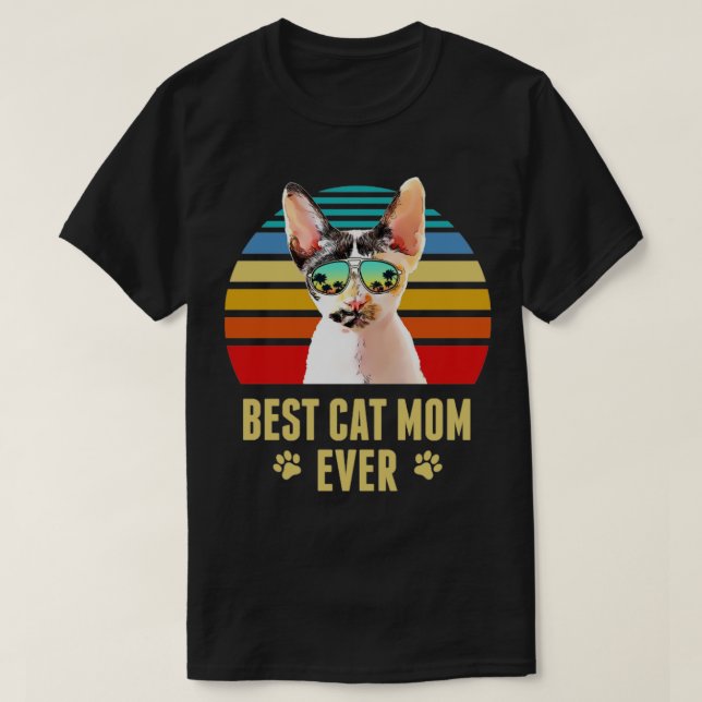 T-shirt Devon Rex Cat Best Cat Maman Ever Retro Beach Vibe (Design devant)
