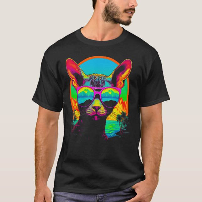 T-shirt Devon Rex Cat Summer (Devant)