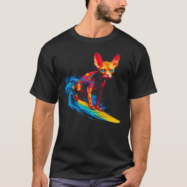 T-shirt Devon Rex Cat Surf (Devant)