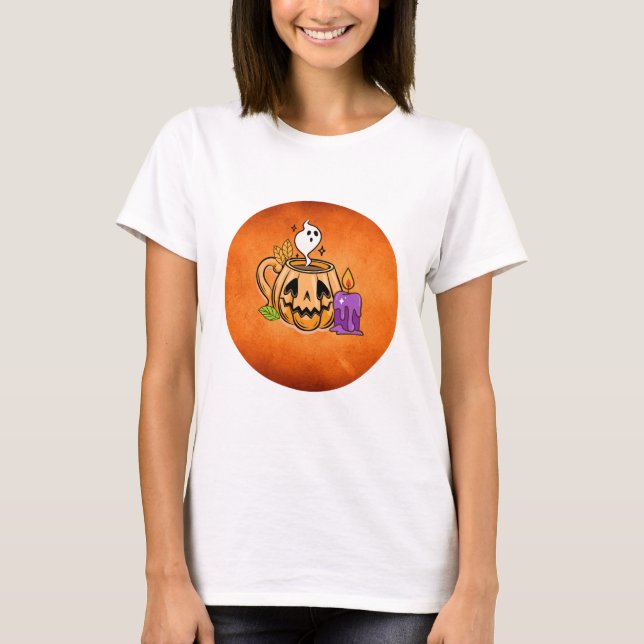 T-shirt d'Halloween avec motif de citrouille (Devant)