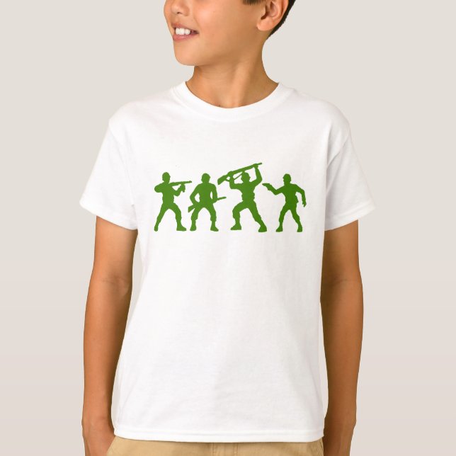 T-shirt d'hommes d'armée de jouet en vert (Devant)