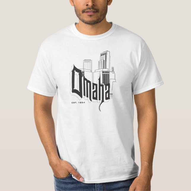 T-shirt d'horizon/typographie d'Omaha (Devant)