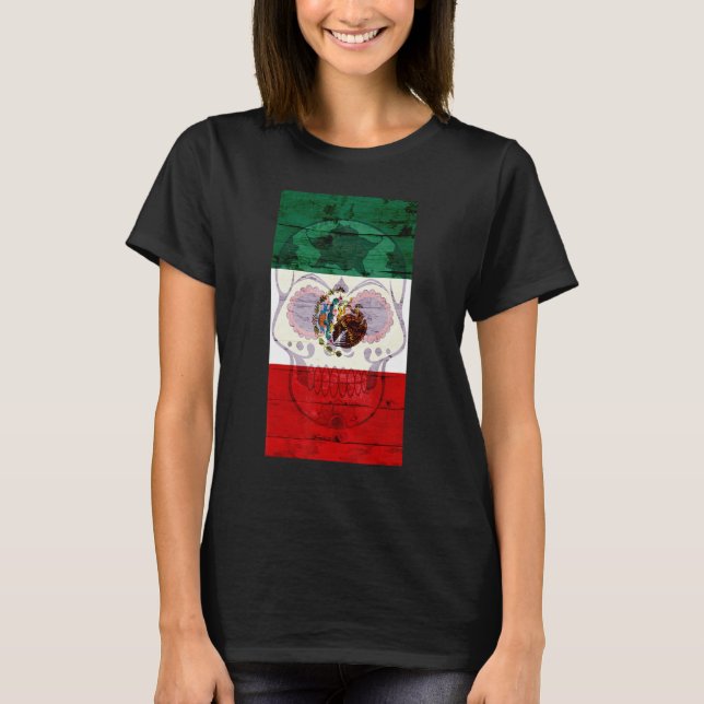 T-shirt Dia De Los Muertos Crâne Drapeau Mexicain La Revol (Devant)