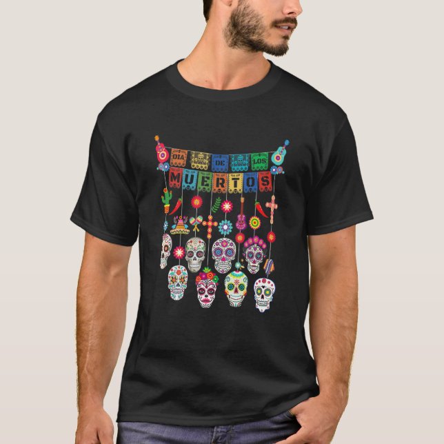 T-shirt Dia De Los Muertos  Day of the dead Hanging skulls (Devant)