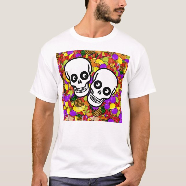 T-shirt Dia De Los Muertos - Happy Couple W/Fruit (Devant)