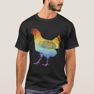 T-shirt Dia De Los Muertos Rainbow Rooster Skull Cockerel