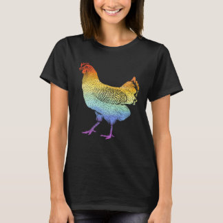 T-shirt Dia De Los Muertos Rainbow Rooster Skull Cockerel
