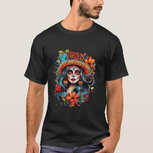 T-shirt Dia De Muertos La Catrina Jour De La Mort Sugar Sk