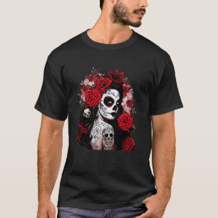 T-shirt Dia De Muertos La Catrina Jour Des Morts Sucre Crâ