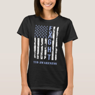 T-shirt Diabète T1d Mois de sensibilisation drapeau bleu R