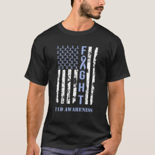 T-shirt Diabète T1D Mois de sensibilisation drapeau bleu R