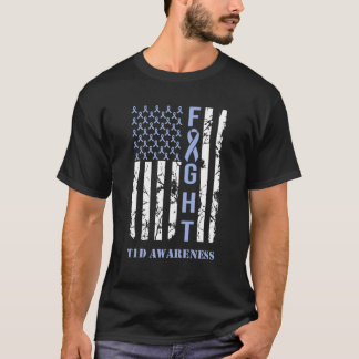 T-shirt Diabète T1D Mois de sensibilisation drapeau bleu R