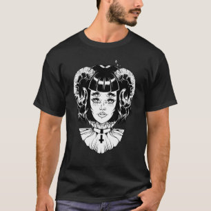 T-shirt Diable cornu Satanique Halloween Glitch Goth Emo P