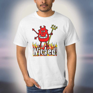 T-shirt Diable Méchant avec motif de flammes