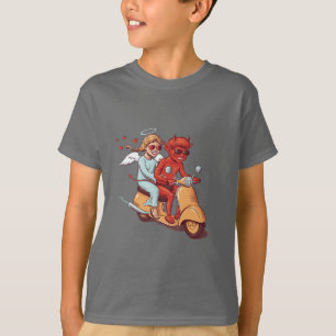 T-shirt Diable mignon et ange sur un scooter
