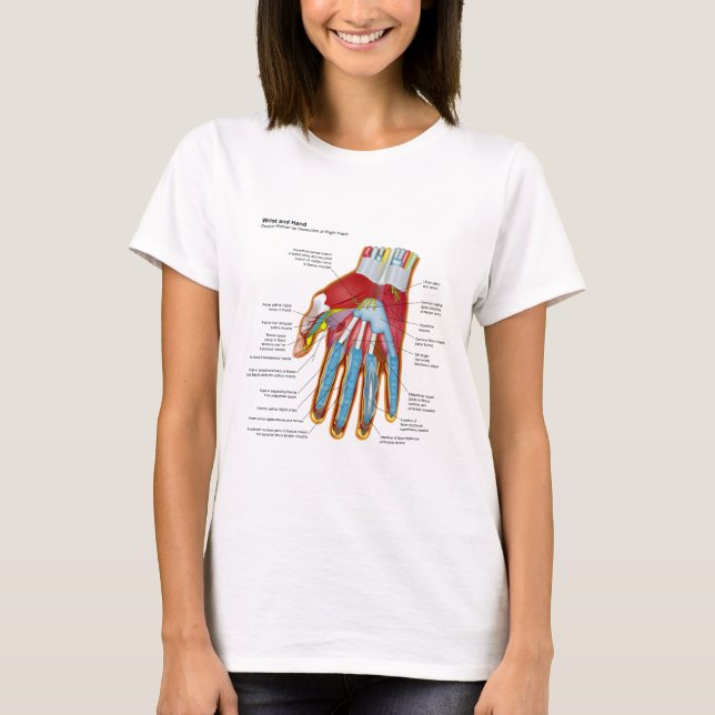 T-shirt Diagramme anatomique de la main et du poignet (Devant)