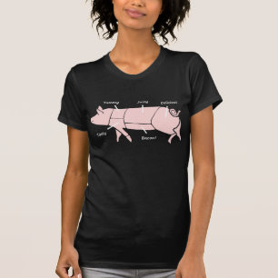 T-shirt Diagramme de diagramme drôle de boucher de porc