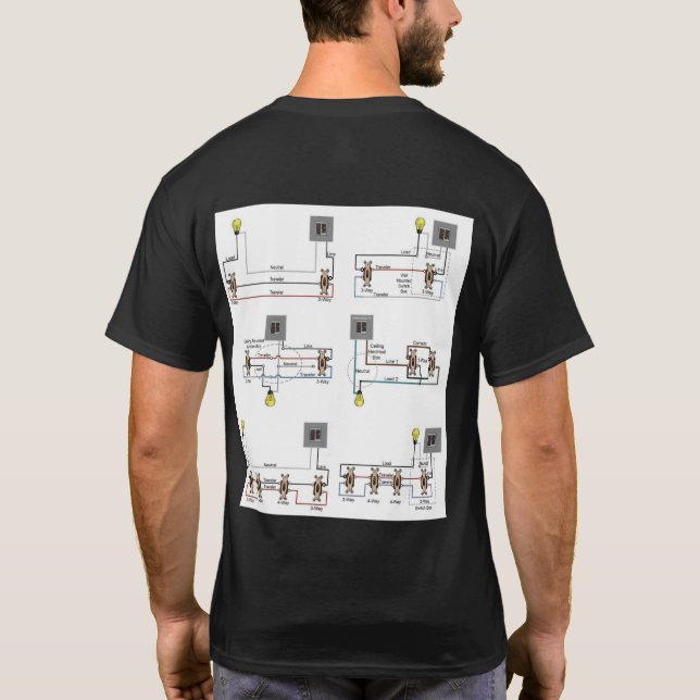 T-shirt Diagrammes de commutateur à 2, 3 et 4 voie (Dos)