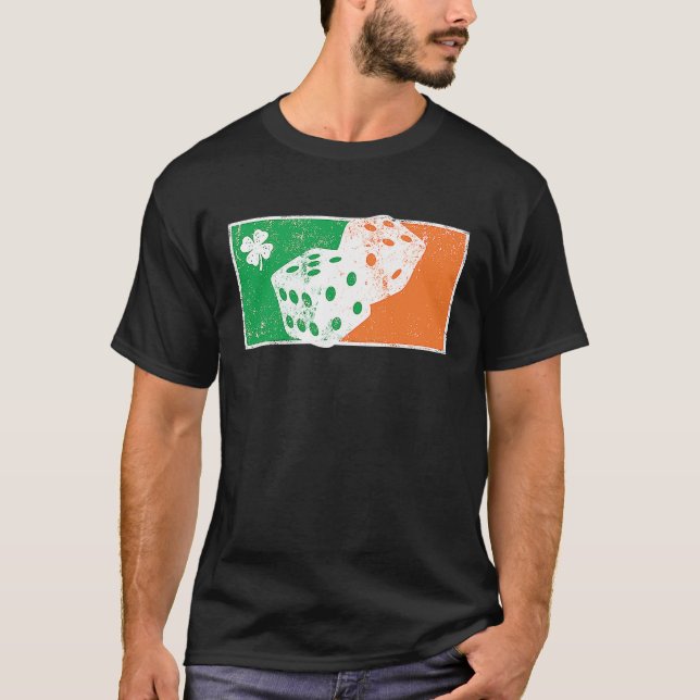 T-shirt Dice Game St Patrick's Day Irish Flag C Distressed (Devant)