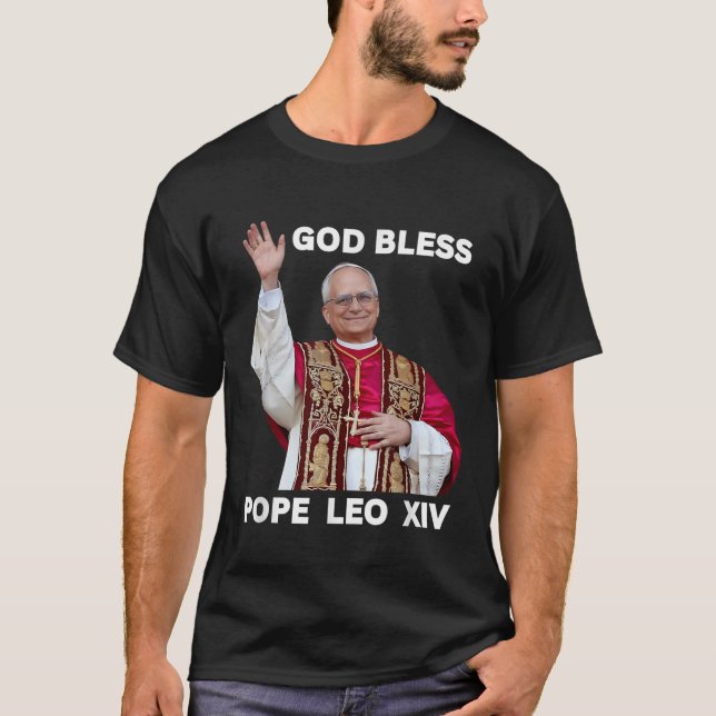 T-shirt Dieu Béni Nouveau Pape Léon Xiv Église catholique  (Devant)