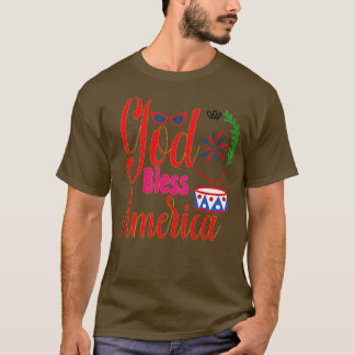 T-shirt dieu bénisse l'amérique 4 juillet 1