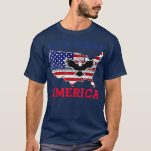 T-shirt Dieu bénisse l'Amérique 4 Juillet Patriotique USA 
