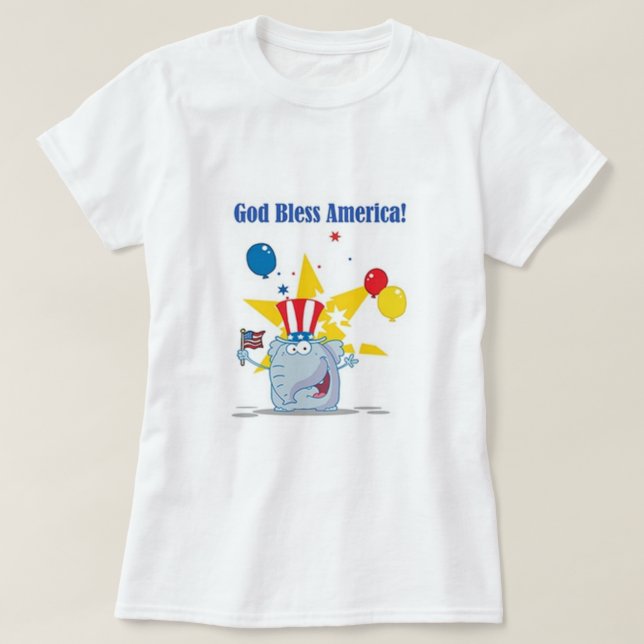 T-shirt Dieu bénisse l'Amérique éléphant (Design devant)