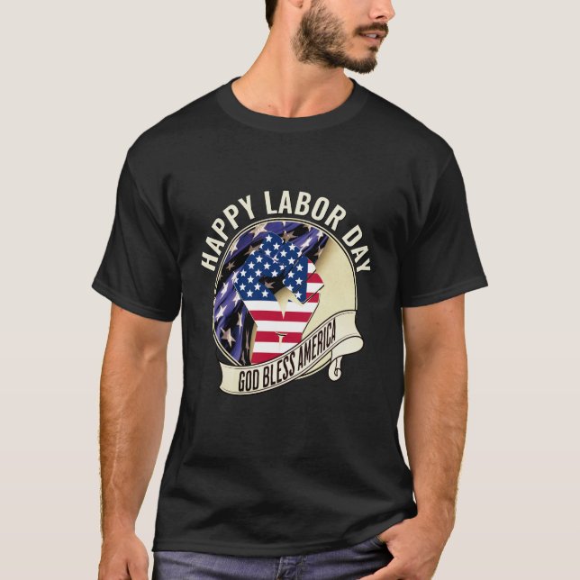 T-shirt Dieu bénisse l'Amérique JOURNÉE DU TRAVAIL (Devant)