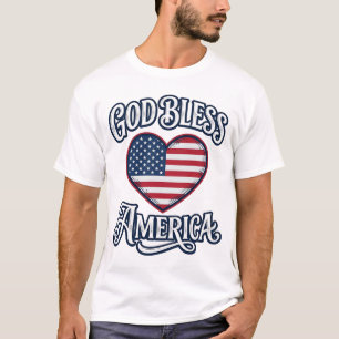 T-shirt Dieu bénisse l'Amérique Patriote Cœur Chemise Desi