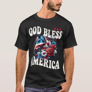 T-shirt Dieu Bénisse l'Amérique Pretty Fleur Patriote Chev