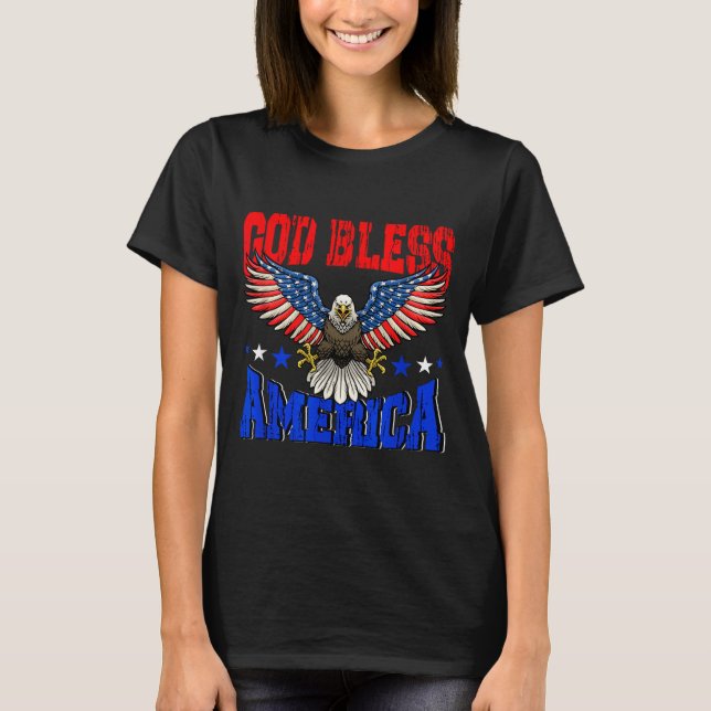 T-shirt Dieu bénisse le drapeau américain de l'aigle améri (Devant)