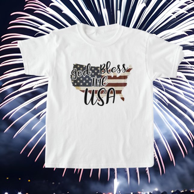 T-shirt Dieu bénisse les États-Unis mot art Patriotique en (Créateur téléchargé)