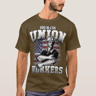T-shirt Dieu bénisse les travailleurs syndiqués tee drapea