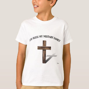 T-shirt DIEU BÉNISSE MA FAMILLE MILITAIRE avec une croix r