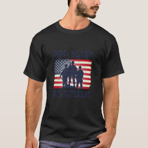 T-shirt Dieu bénisse nos vétérans USA Drapeau Hommage Mili