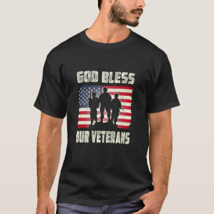 T-shirt Dieu bénisse notre drapeau américain militaire des