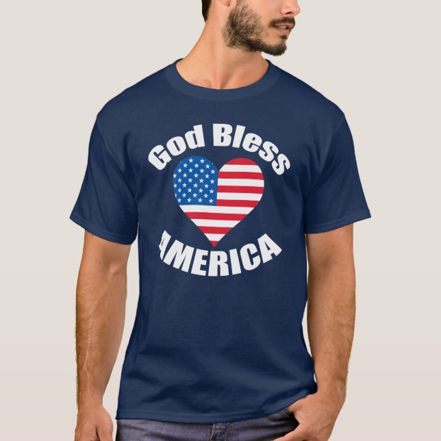 T-shirt Dieu bénissent le coeur de l'Amérique (Devant)