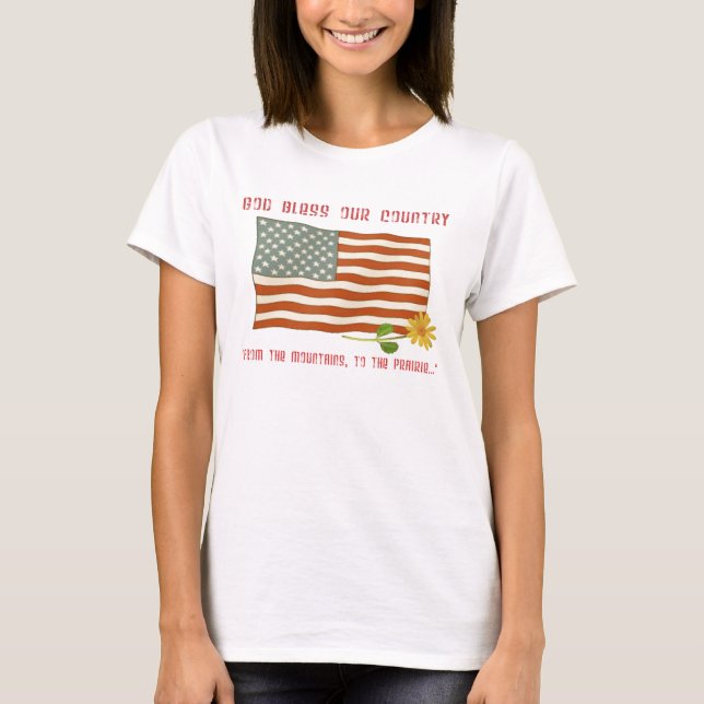 T-shirt Dieu bénissent notre pièce en t de drapeau de pays (Devant)
