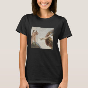 T-shirt Dieu Chat Drôle Création d'Adam mème michelangelo