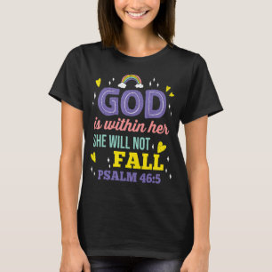 T-shirt Dieu Chrétien En Elle Elle Ne Tombera Pas Psal