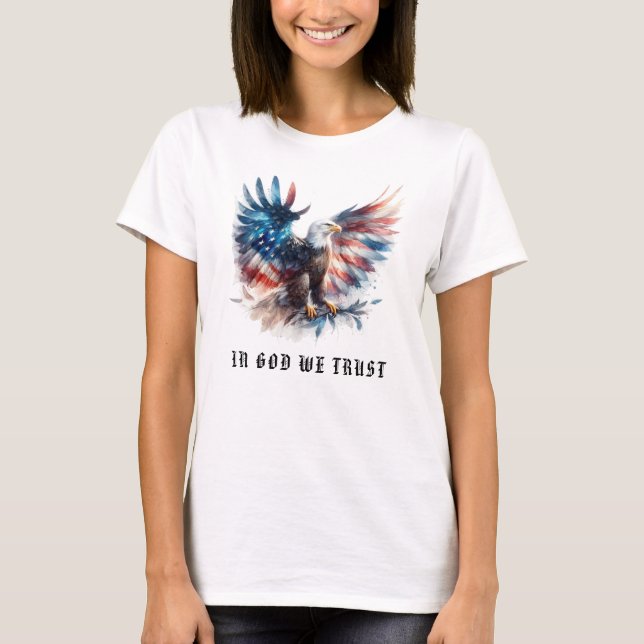 T-shirt *~* DIEU CONFIANCE. Drapeau américain EagleAP16 Ét (Devant)