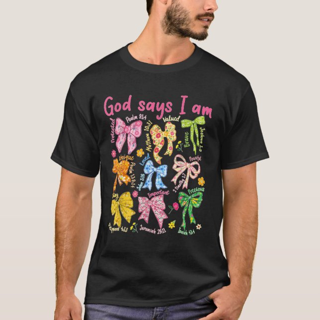 T-shirt Dieu Dit Que Vous Êtes Coquette Pink Bow Bible Chr (Devant)