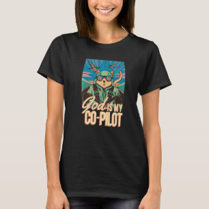 T-shirt Dieu est mon co-pilote chat assistant avions pilot