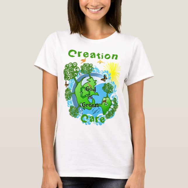 T-shirt Dieu est Vert~ Vêtements de soins de création (Devant)