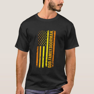 T-shirt Dieu Famille Concierge Drapeau américain Fête des 