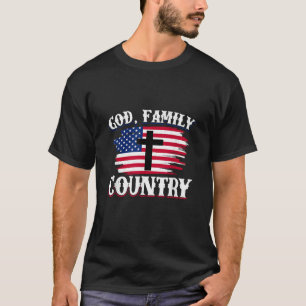 T-shirt Dieu Famille Pays American Drapeau Croix Christian