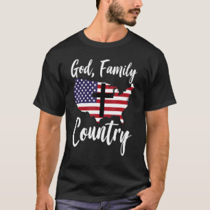 T-shirt Dieu Famille Pays Christian American Drapeau Usa C
