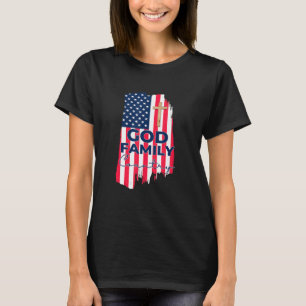 T-shirt Dieu Famille Pays Croix chrétienne Patriotique Usa